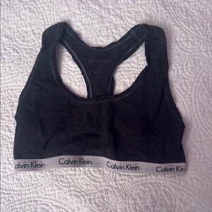 Calvin Klein - Charcoal Racerback Logo Band Sports Bralette - size XS